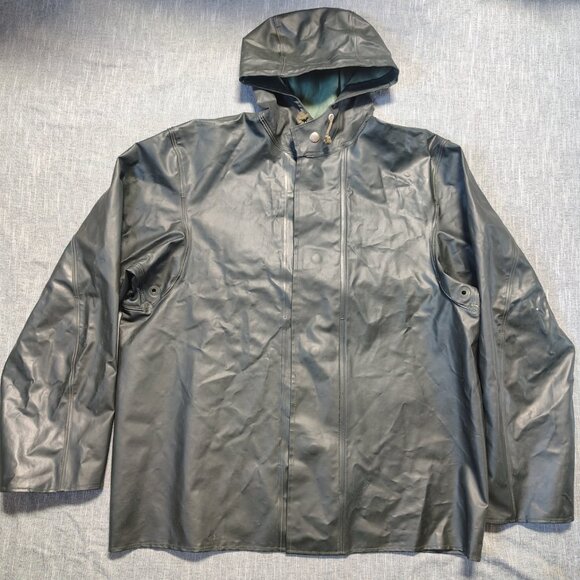 VINTAGE Helly Hanson Raincoat Mens Size Medium Moss Green Waterproof Norway - Picture 1 of 10